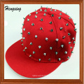 Flat Peak Red Rivet Snapback Caps